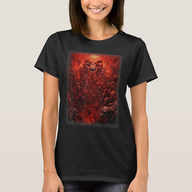 Visions of Hell Satan Devils Demons Monster Skelet T-Shirt (Vorderseite)