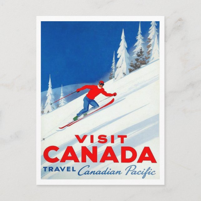Visit Canada Canadian Pacific Ski Art Postkarte (Vorderseite)