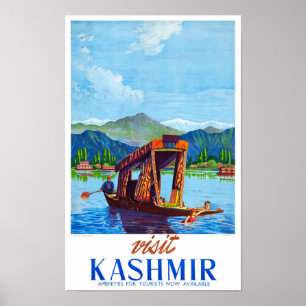 Visit Kashmir Vintage Poster Restored