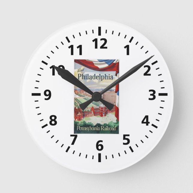 Visit Philadelphia  via  the Pennsylvania     Watc Runde Wanduhr (Vorderseite)