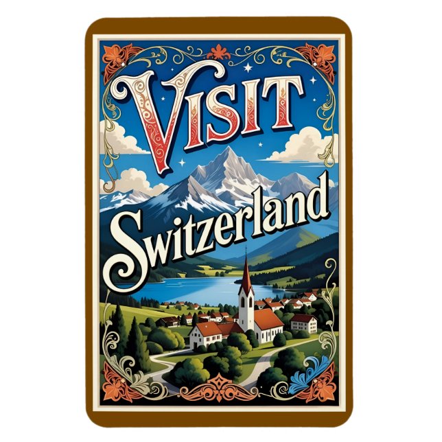 Visit Switzerland travel poster, Magnet (Vertikal)