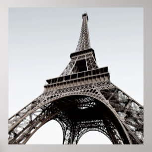 Visite affiche noire et blanche d'Eiffel