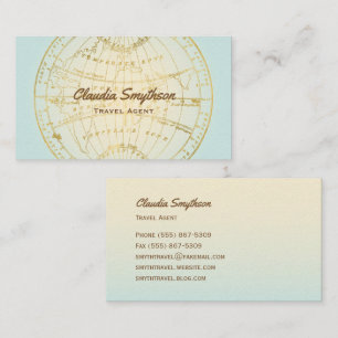 Visite Agent de voyage Carte d'or Turquoise Ombre Blogger