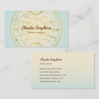 Visite Agent de voyage Carte d'or Turquoise Ombre Blogger
