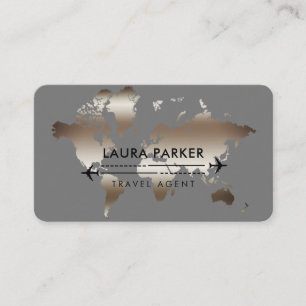 Visite Agent de voyage Carte Mondiale Vacances Rose Gold