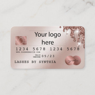 Visite Ajoutez Votre Logo Carte de crédit Rose Styled Gol