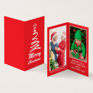 Visite Arbre de Noël magique, Carte de Noël Photo Famille