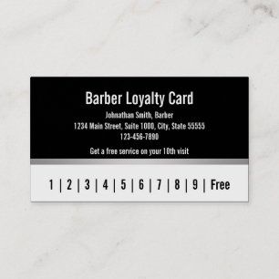 Visite Barber noir blanc argenté carte de fidélité client