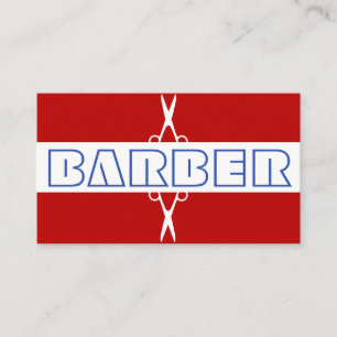 Visite Barber shop moderne blanc bleu rouge Carte de visi