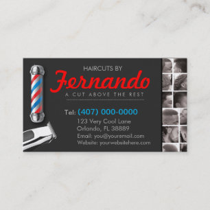 Visite Barbershop Carte de visite-Barber pole, clippers c