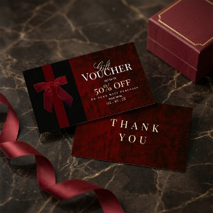 Visite Billet-cadeau rouge de luxe de Bourgogne & carte d