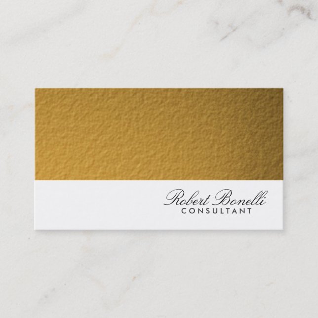 Visite Blanc Gold Plain Moderne Consultant Carte de visit (Devant)