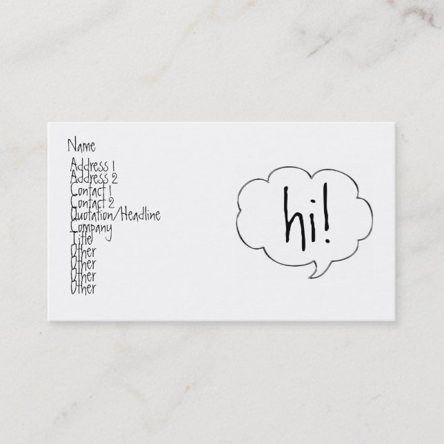 Visite BULLE HI ! carte de profil (Devant)