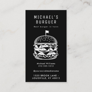 Visite Burger Food Truck Carte de fidélité noire et blanc