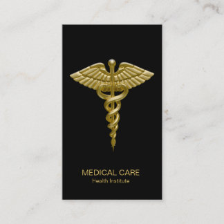 Visite Caducée Médicale d'or sur le noir - carte de