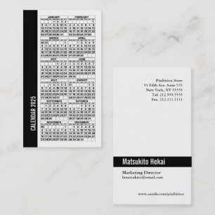 Visite Calendrier 2025 Portefeuille taille Carte de visit