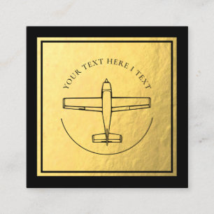 Visite Carré Avion de l'aviation - Faux Gold Foil Carte de visi