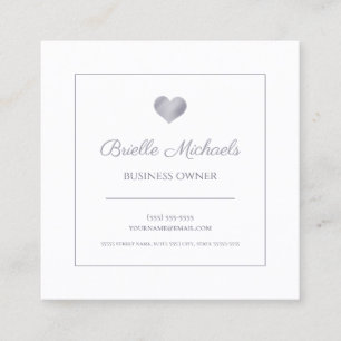 Visite Carré Carte de contact professionnelle Simple Silver Hea
