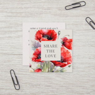 Visite Carré Carte de fidélité élégante Red Poppy Floral
