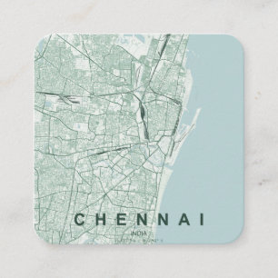 Visite Carré Carte de la ville de Chennai, Inde & Texte personn