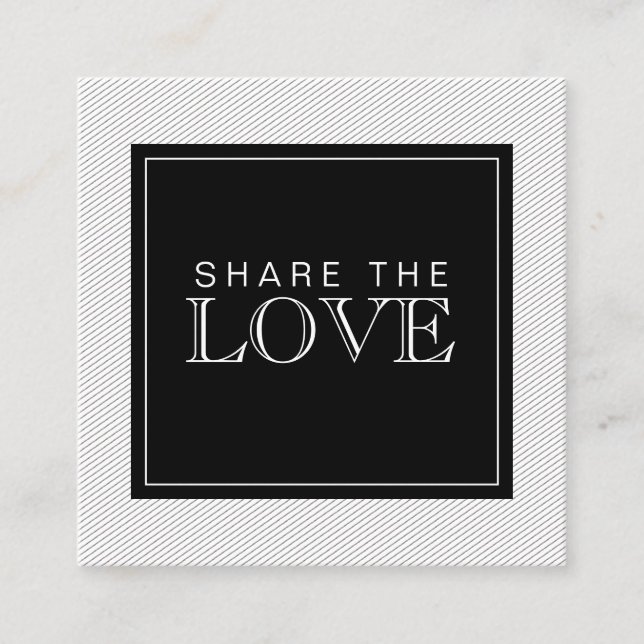 Visite Carré Carte de référence chic moderne en rayures noir et (Devant)