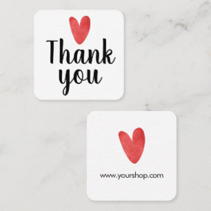 Visite Carré Carte de remerciement insérée Red Heart Small Busi