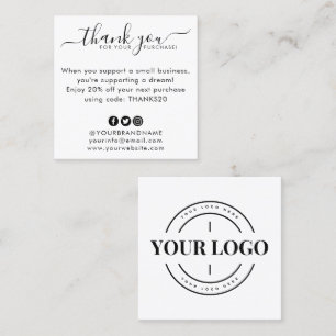 Visite Carré Carte de remerciements personnalisé du logo de l'e