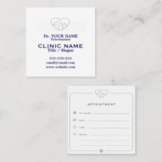 Visite Carré Carte de rendez-vous vétérinaire personnalisée