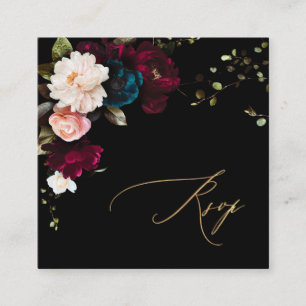 Visite Carré Carte de réponse incluse Fleurs sombres et mystéri