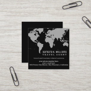 Visite Carré Carte du monde noir/blanc de l'agent de voyage