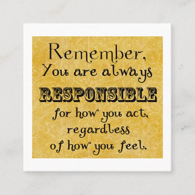 Visite Carré Citation de responsabilité; sentiments, carte (Devant)