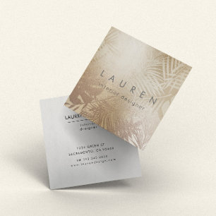 Visite Carré Élégant Chic Gold Foliage Faux Foil Carte de visit