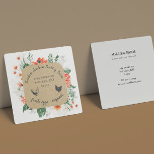 Visite Carré Fleurs sauvages d'été Floral Farmhouse Carte de vi