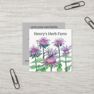 Visite Carré Herb Farm Bee Balm Plante médicinal Carte de visit