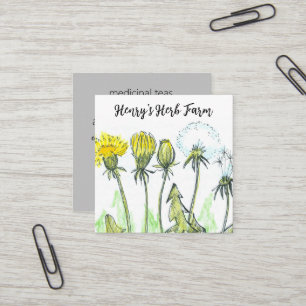 Visite Carré Herb Farm Dandelion Plante médicinal Carte de visi