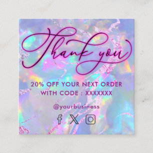 Visite Carré neon merci gemstone opal texture carte de réductio