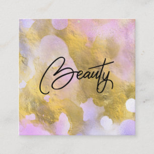 Visite Carré *~* Script BEAUTY Rainbow Gold Foil Carte de visit