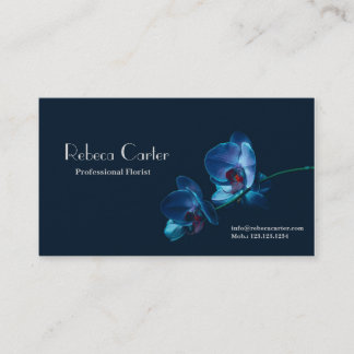 Visite Carte bleu-foncé d'orchidée de fleuriste floral