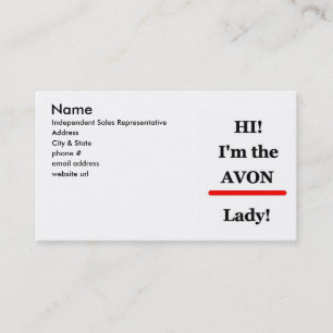 Visite Carte d'affaires ou de profil de dame d'Avon