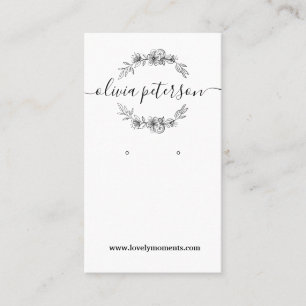 Visite Carte d'affichage de bijoux Black White Floral