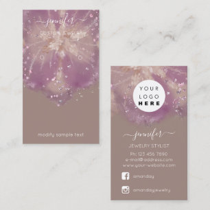 Visite Carte de bijoux personnalisée Logo Crystals Flora