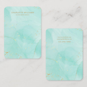 Visite Carte de bijoux turquoise Aquarelle Or personnalis