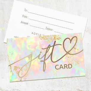 Visite carte de certificat-cadeau en opale iridescente fa