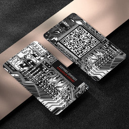 Visite Carte de circuits imprimés noir et blanc Code QR p