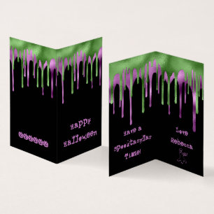 Visite Carte de classe MINI Green Purple Slime Halloween