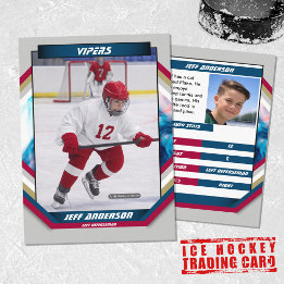 Visite Carte de collection de hockey sur glace en bleu ro