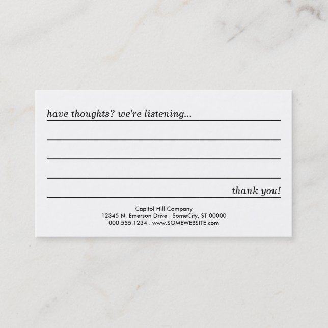 Visite carte de commentaire (Devant)