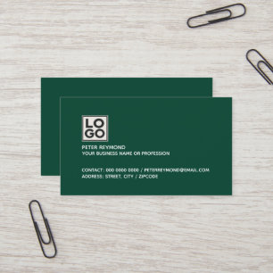 Visite carte de contact vert foncé avec logo d'entreprise