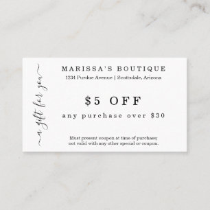 Visite Carte de coupon d'affaires