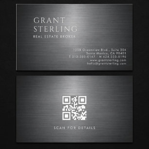 Visite Carte de courtier immobilier Code QR métallisé